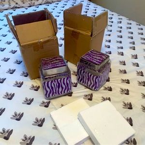 clear/purple decorative canisters
